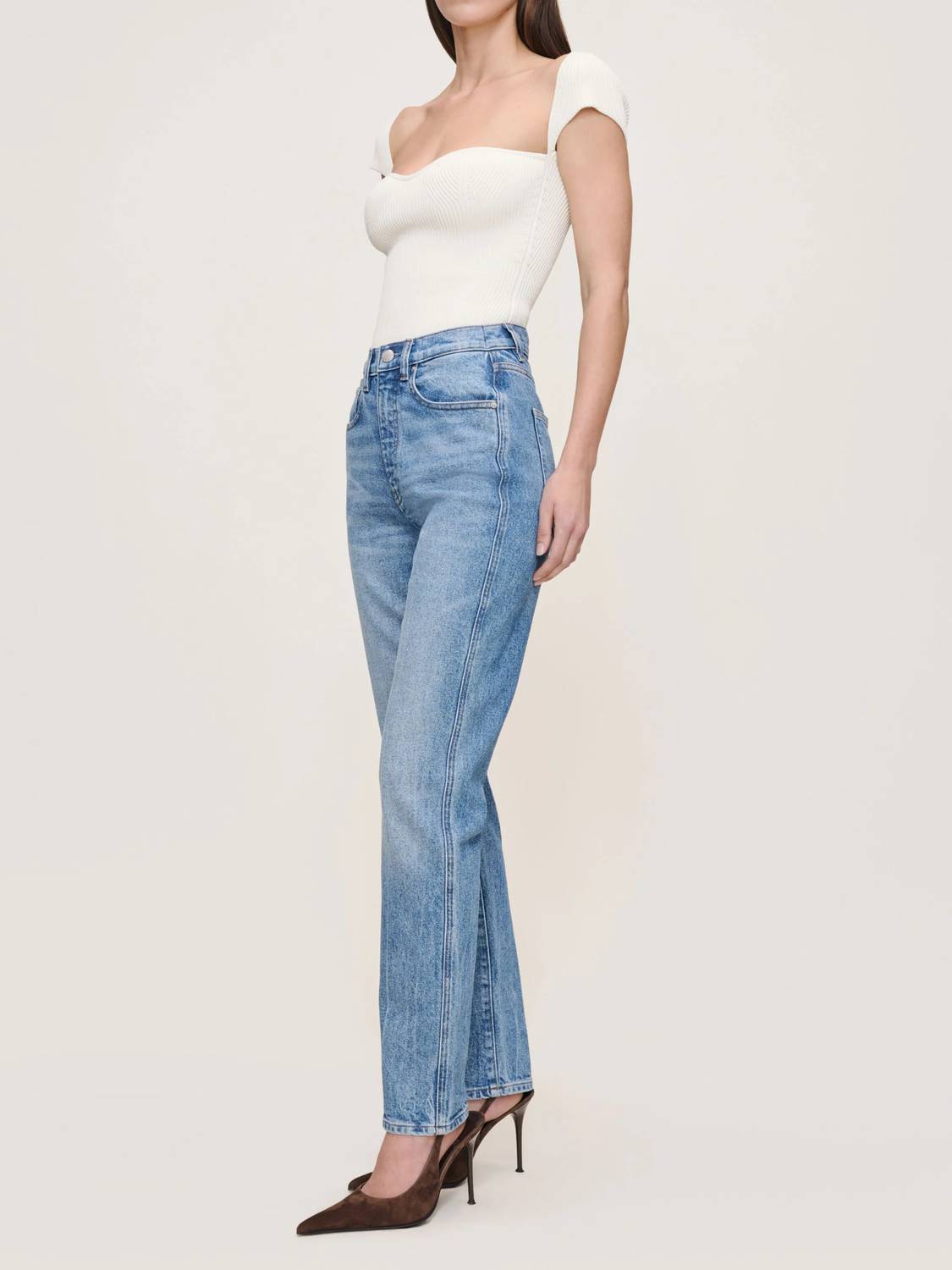 DL1961 - Women's Kristy Cigarette High Rise 29" Jeans in meadow lake - women's jeans - detail view