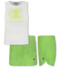 Champion - Little Kid Girls C Script Tank And Woven Shorts Set