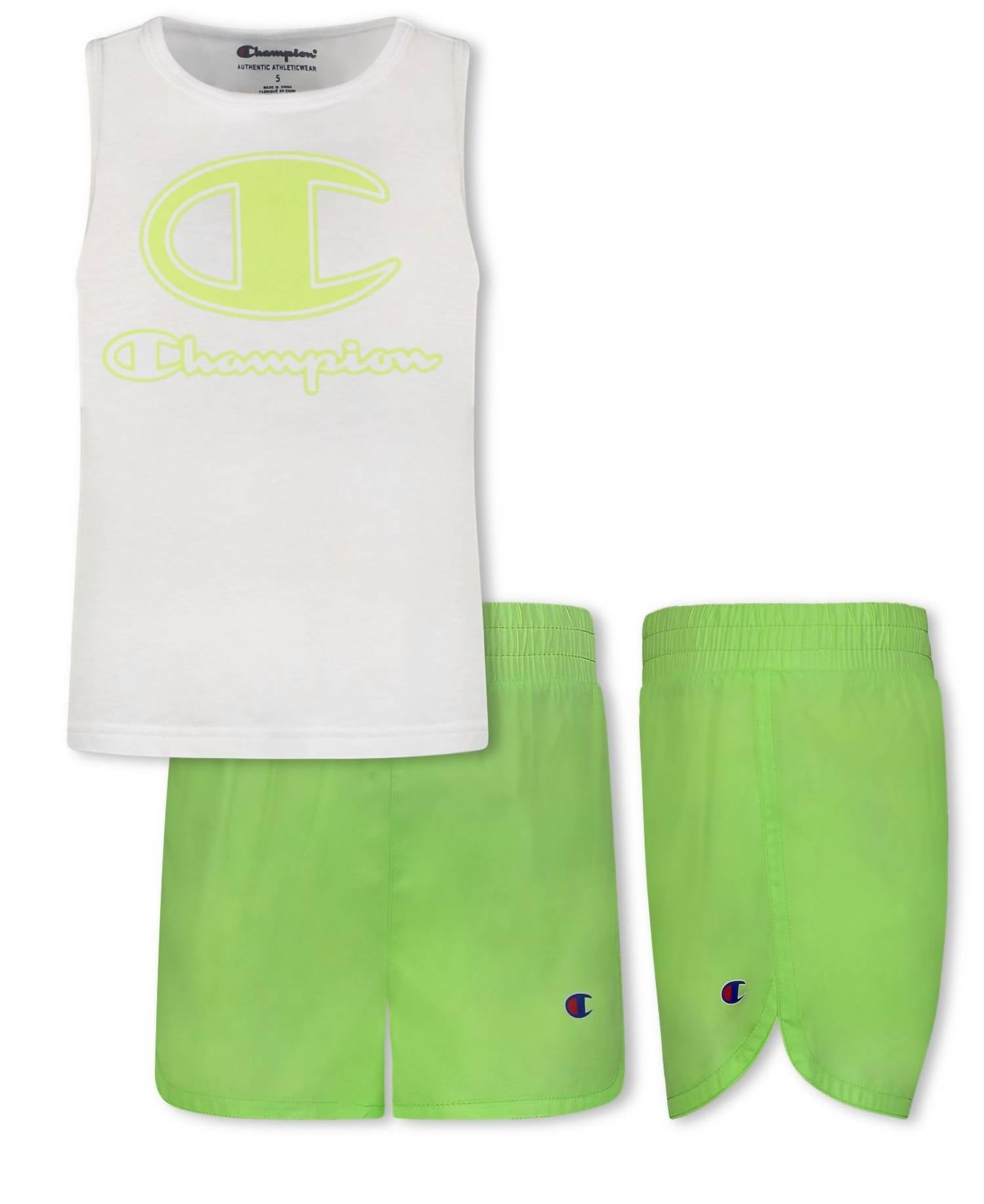 Champion - Little Kid Girls C Script Tank And Woven Shorts Set