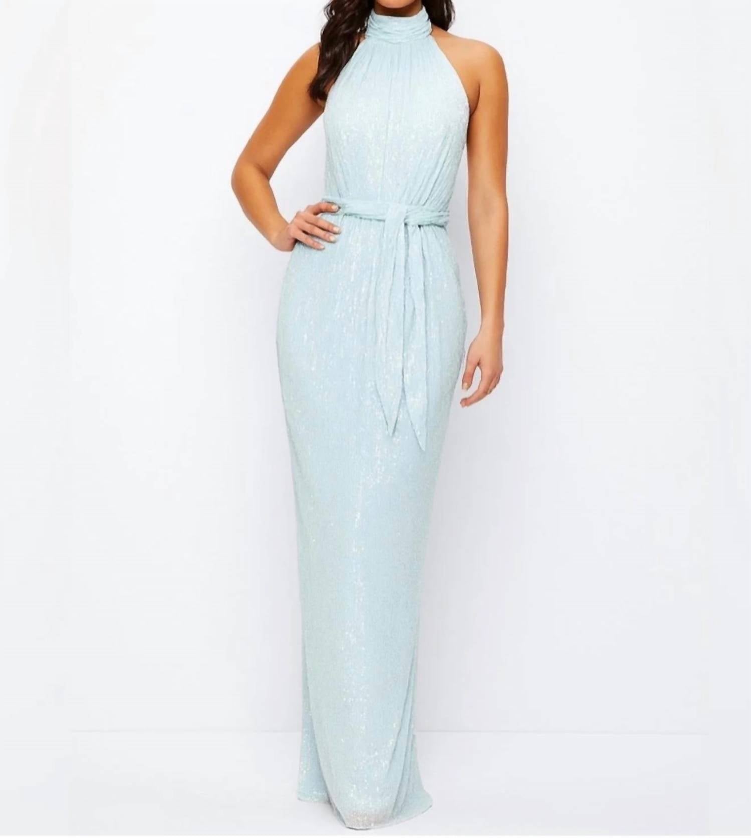 Mac Duggal - Sequin Halter Maxi Dress