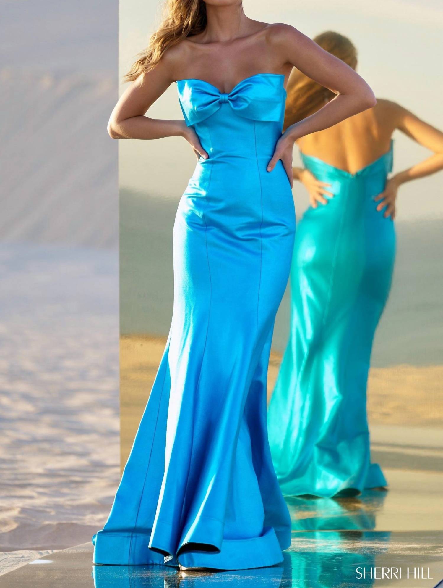 Sherri Hill - Fitted Metallic Leather Gown