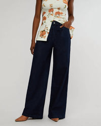 We Wore What - Highrise Pleated Wide Leg Jeans