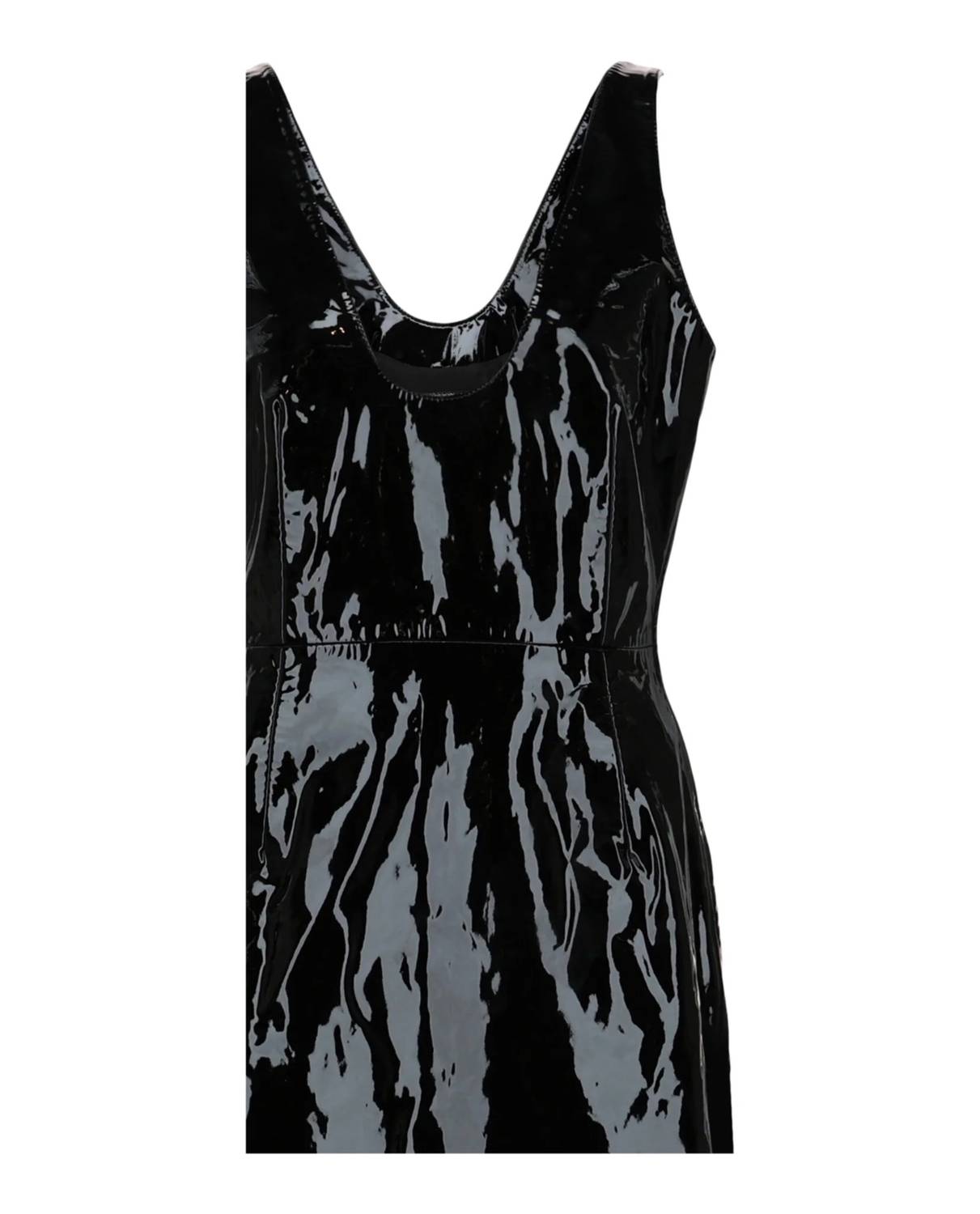 Salvatore Ferragamo - Women's Scoop Neck Patent Leather Midi Dress