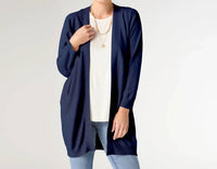 COCO + CARMEN Lightweight Heavenly Luxe 3/4 Sleeve Cardigan Top in navy - women's sweater