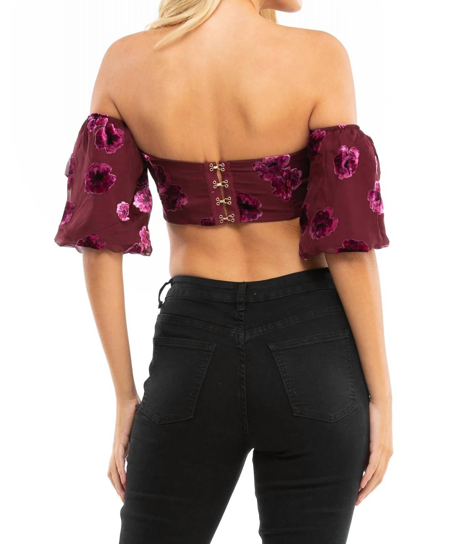 For Love & Lemons - Sophie Velvet Floral Top
