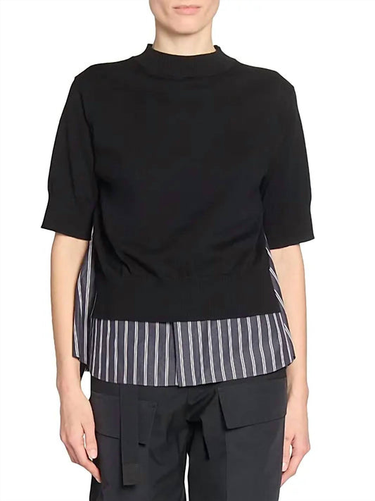 Sacai - Striped Pleated Panel Knit Pullover