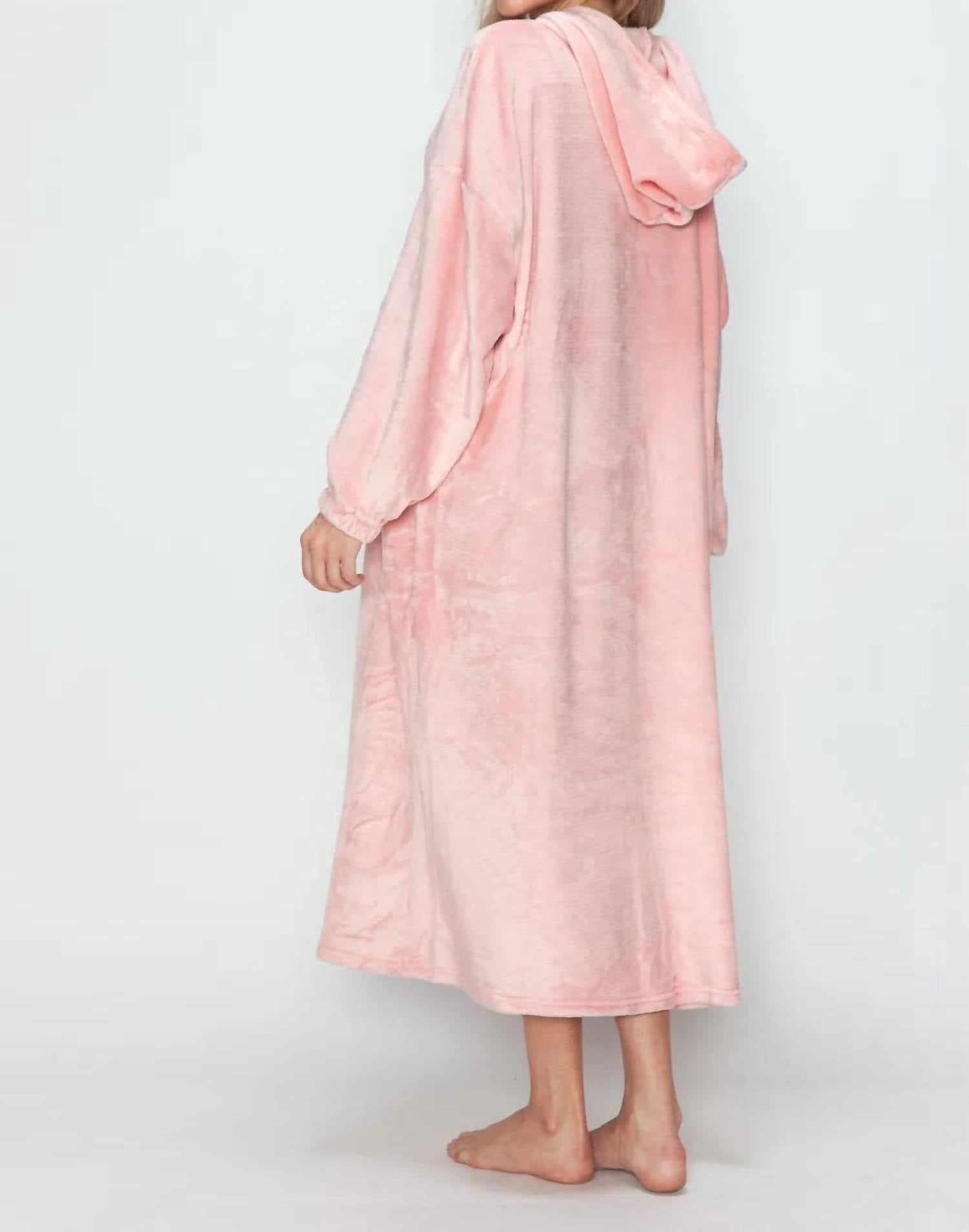 Double Take - Full Size Pocketed Hooded Midi Lounge Dress