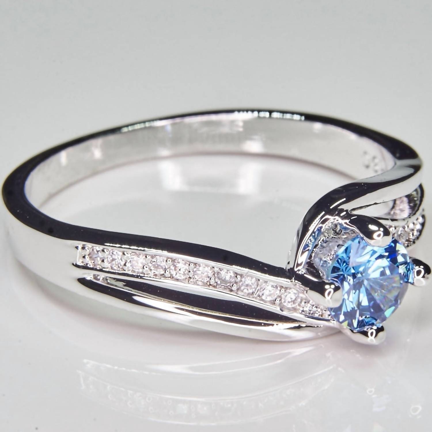 FAIRE RHODIUM PLATED RING in blue - women's jewelry