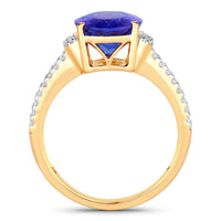 Diana M Jewels Women's Oval Natural Tanzanite Fashion Ring (4.20 Ct) - Statement in 14k yellow gold - women's jewelry - detail view