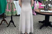 Entro - Solid Cap Sleeve Mock Neck Midi Dress
