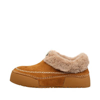 Antelope Women's Shearling Lined Moccasin Slippers in cognac - women's shoe - detail view