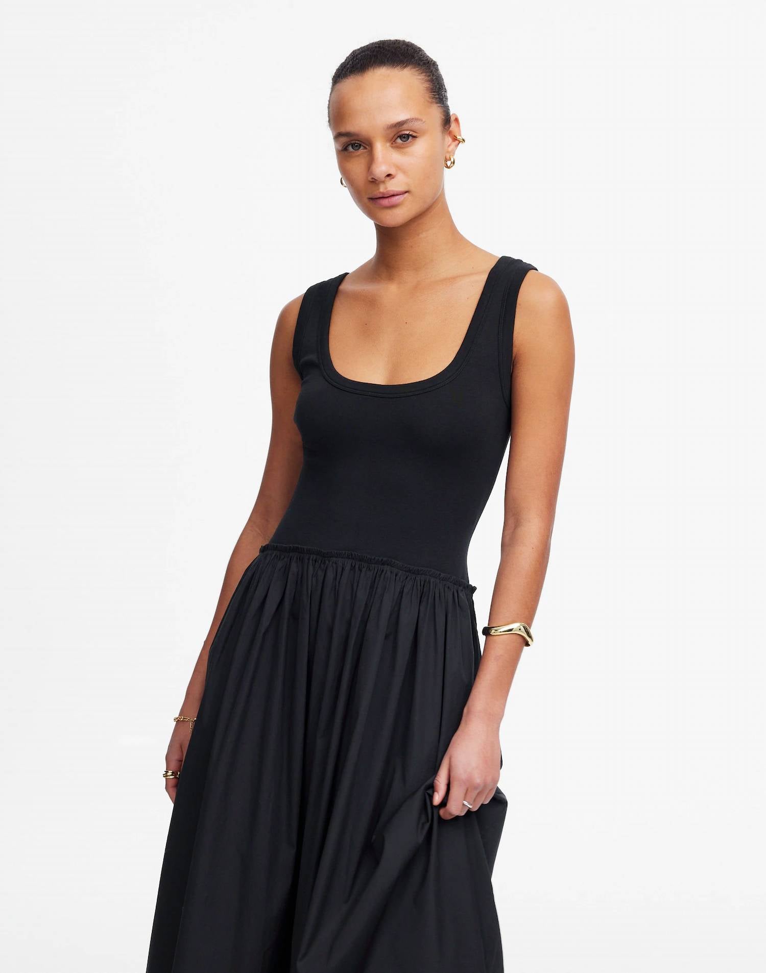 Madewell - Mixed Poplin Scoopneck Maxi Dress