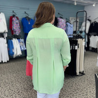 Renuar - V-neck Collared Woven Blouse - Plus