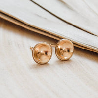 Barberry + Lace Women's Concave Disc Stud Earrings in gold - women's jewelry - alternate view