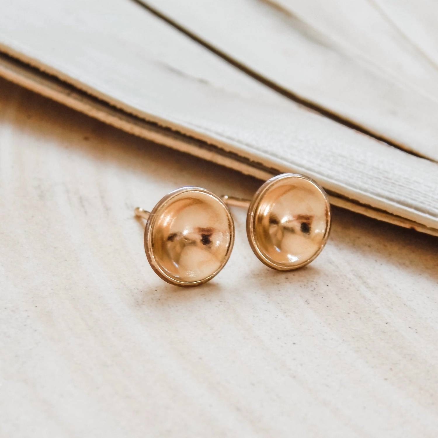 Barberry + Lace Women's Concave Disc Stud Earrings in gold - women's jewelry - alternate view