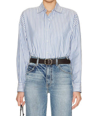 NILI LOTAN Mael Oversized Shirt in sky stripes - women's shirt