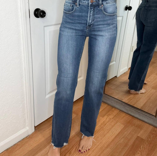 Risen - Wiley Wide Leg Raw Cut Tummy Control Denim Jeans