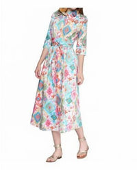 Vilagallo Ikat Midi Dress in multi - women's dress - alternate view