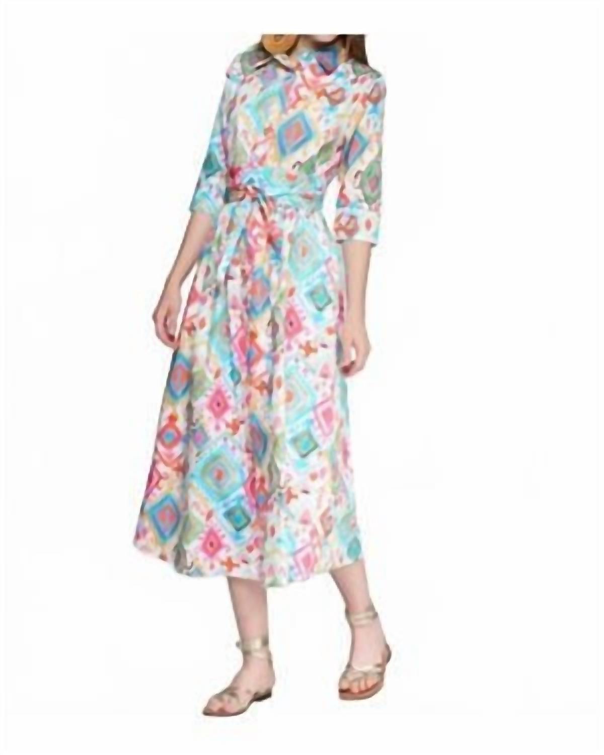 Vilagallo Ikat Midi Dress in multi - women's dress - alternate view