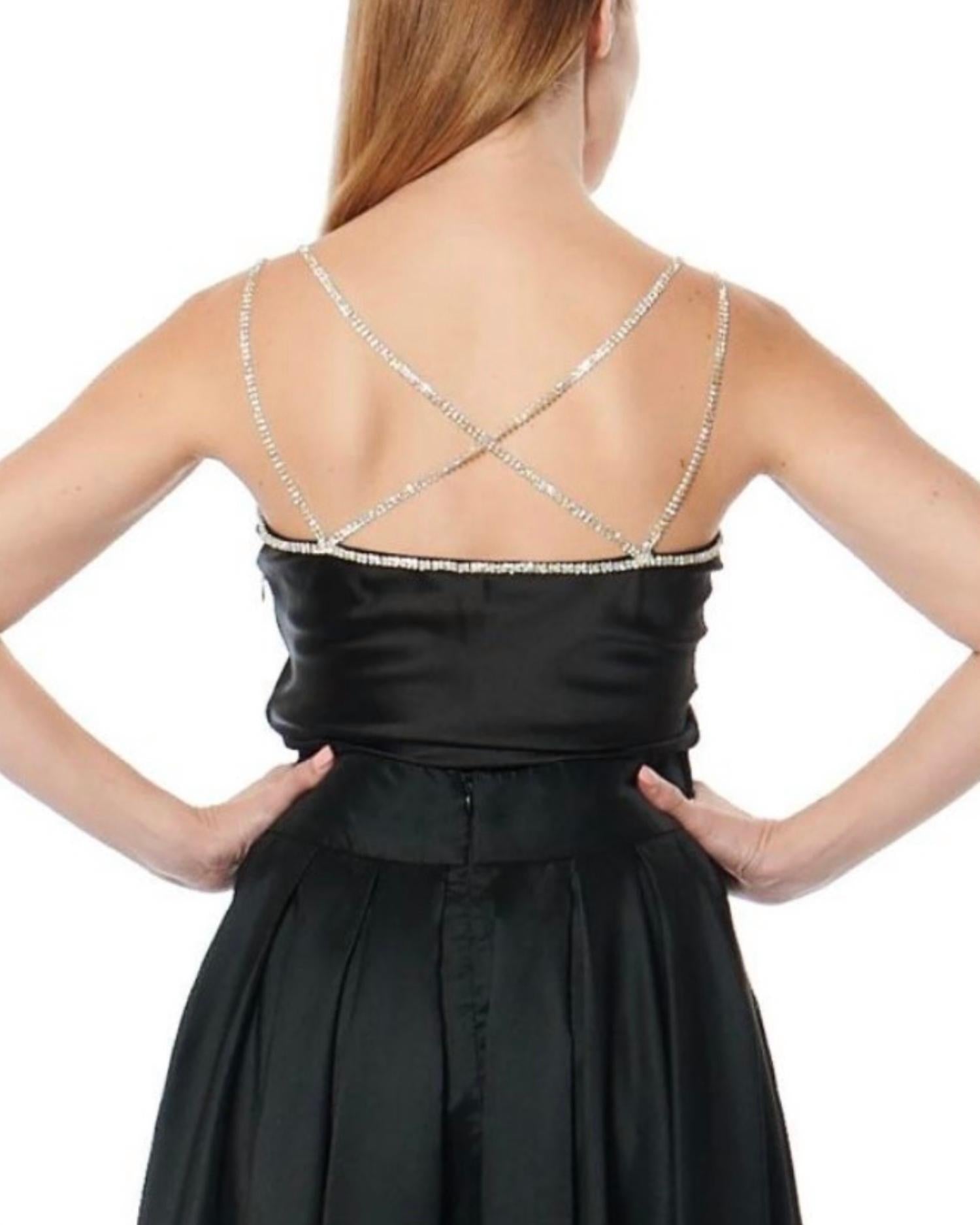 GRACIA Rhinestones Sleeveless Top in black - women's blouse - detail view