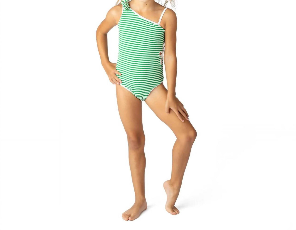 Shade Critters - Girls' One Piece Ribbed Daisy Cut Out Swimsuit