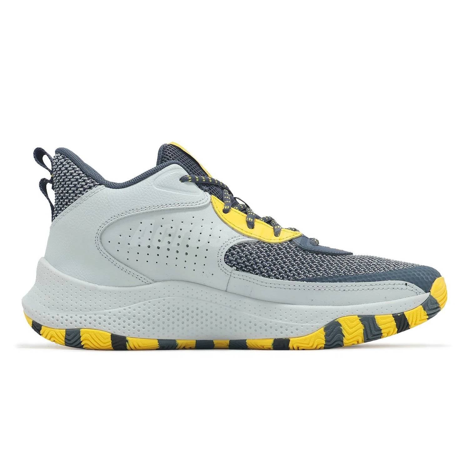 UNDER ARMOUR Men's Curry 3z24 Basketball Hoopers Shoes in grey yellow - men's sneaker - detail view