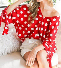 Vine & Love - Darla Polka Dot Tie Detail Blouse