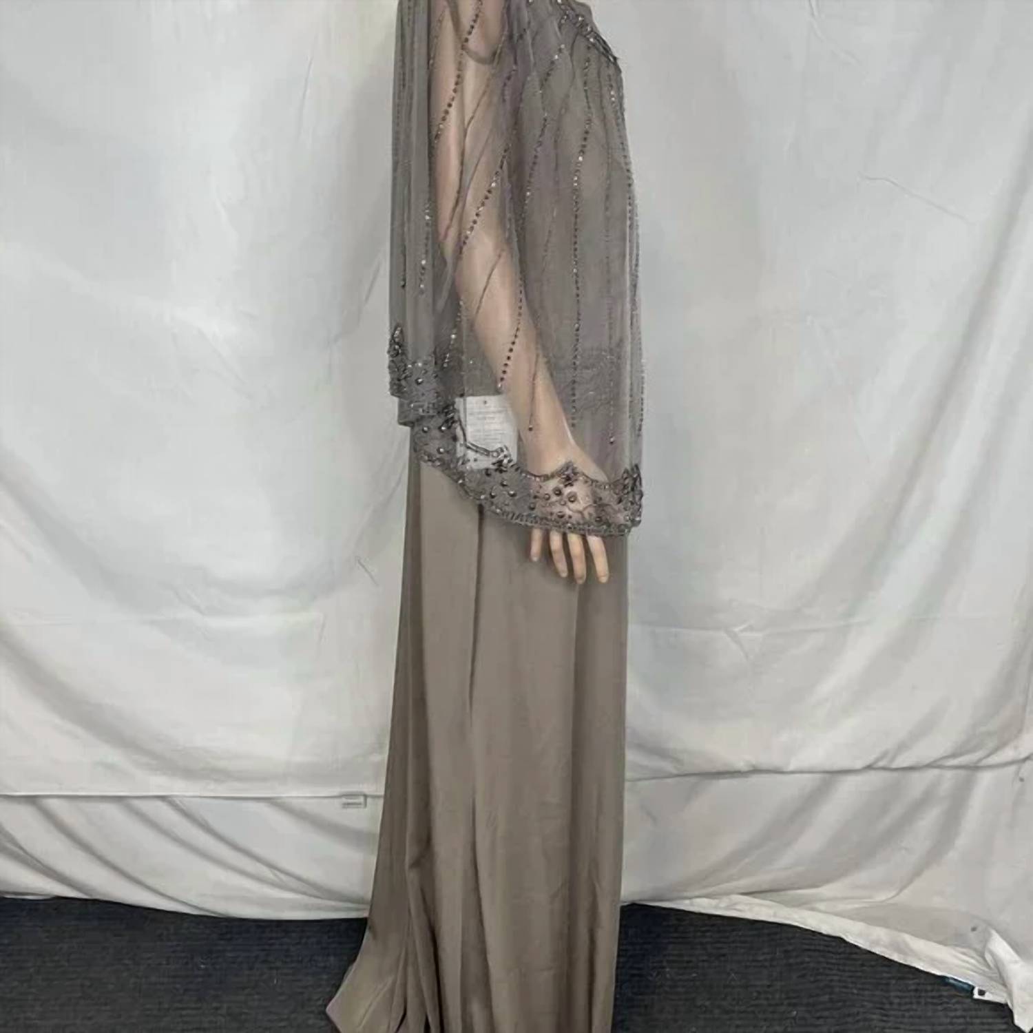 Marsoni by Colors Women’s Jeweled Cape Gown in mink - women's dress - view 4