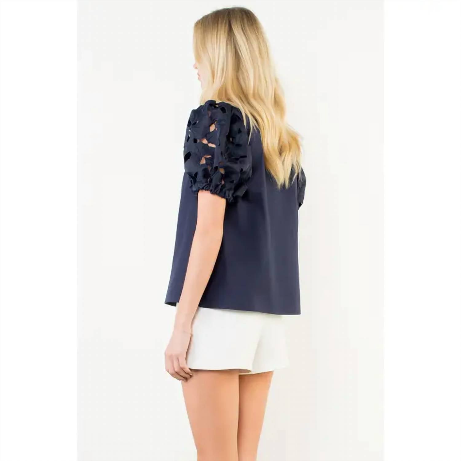 Thml - Eyelet Sleeve V-neck Top