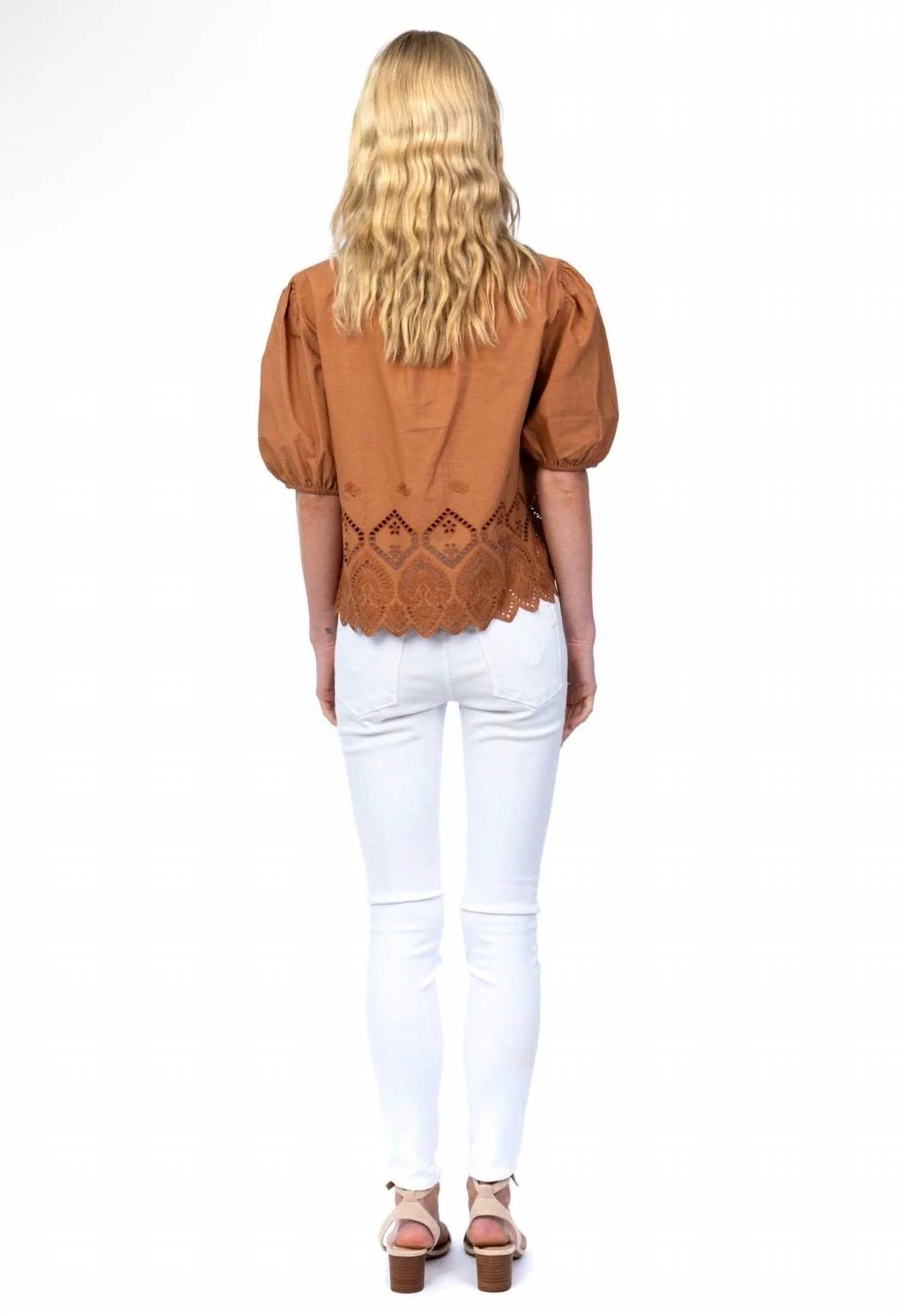 Mahila - Angie Eyelet Border Hem Blouse