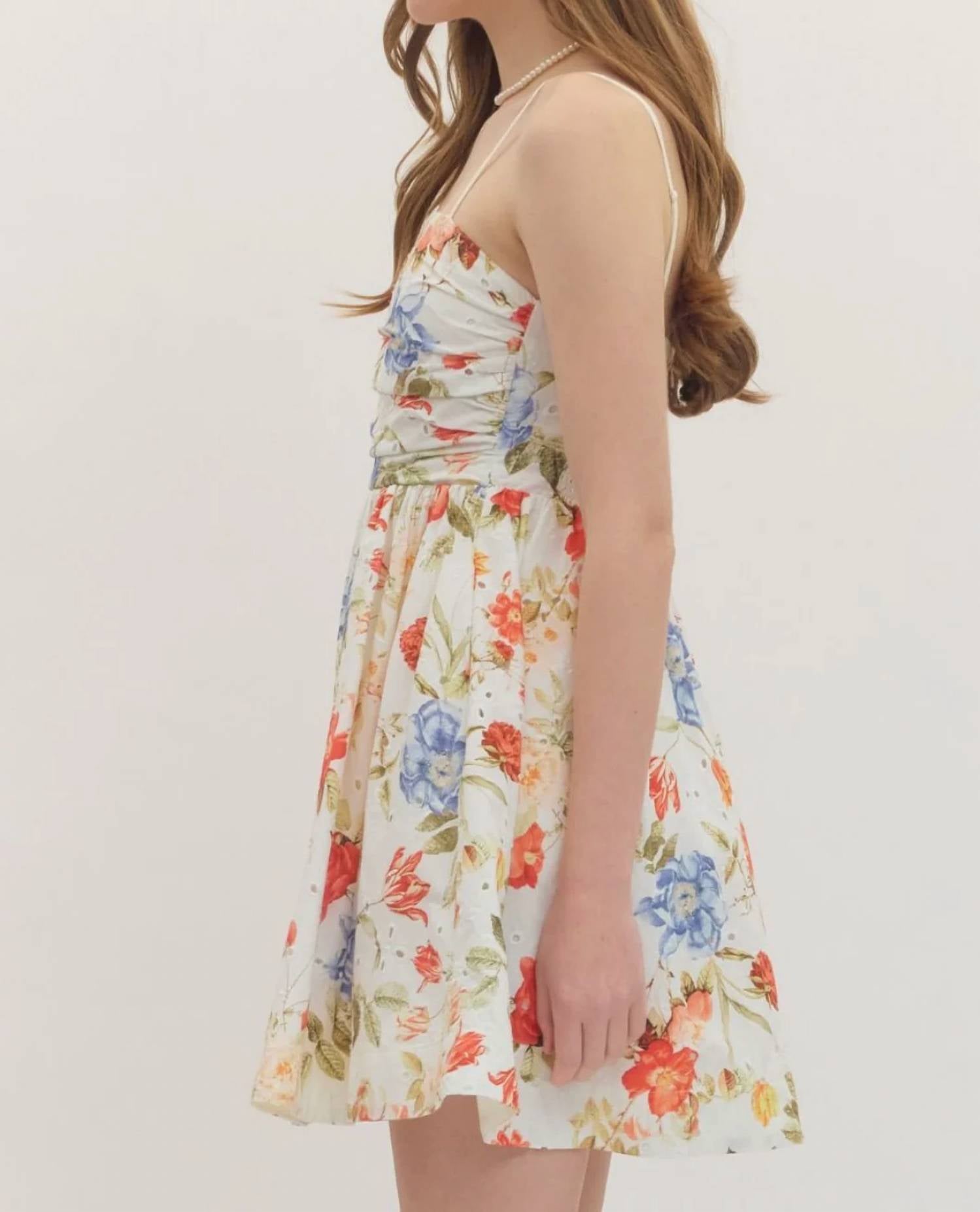 Entro - Women's Sorelle Floral Ruched Mini Dress