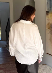 GLAM Button Front Long Sleeve Blouse in white opal - women's blouse - view 4