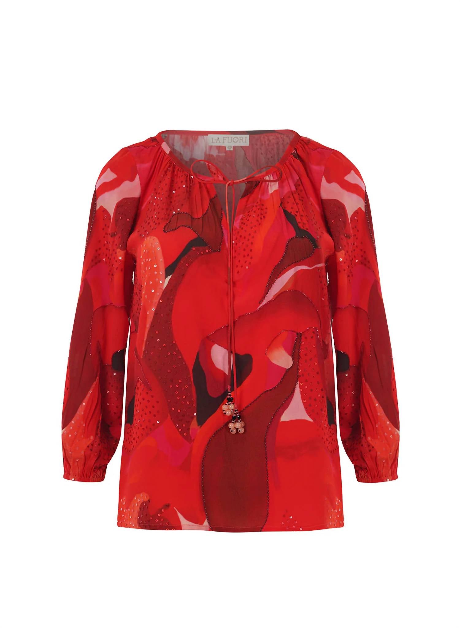 La Fuori Women's Casa Top in rouge camouflage - women's blouse