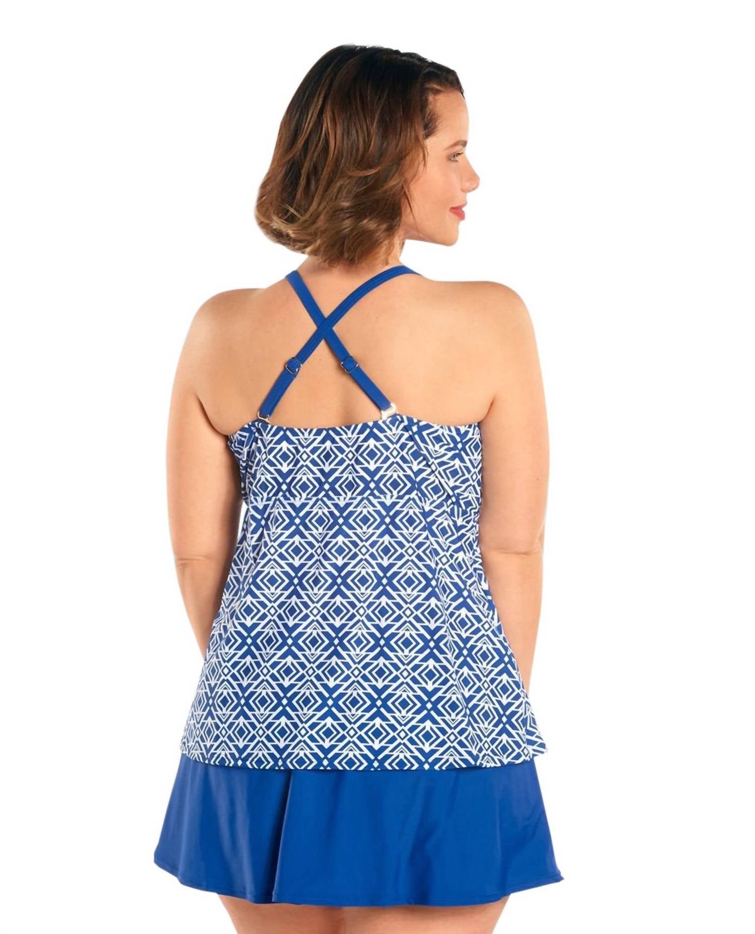 Always For Me - Plus Size Aegean Tankini Top with Matching Swim Skirt
