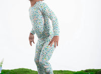 magnetic me Kid's Modal Ruffle Pajama Set in bunny garden - kids' sleepwear - detail view