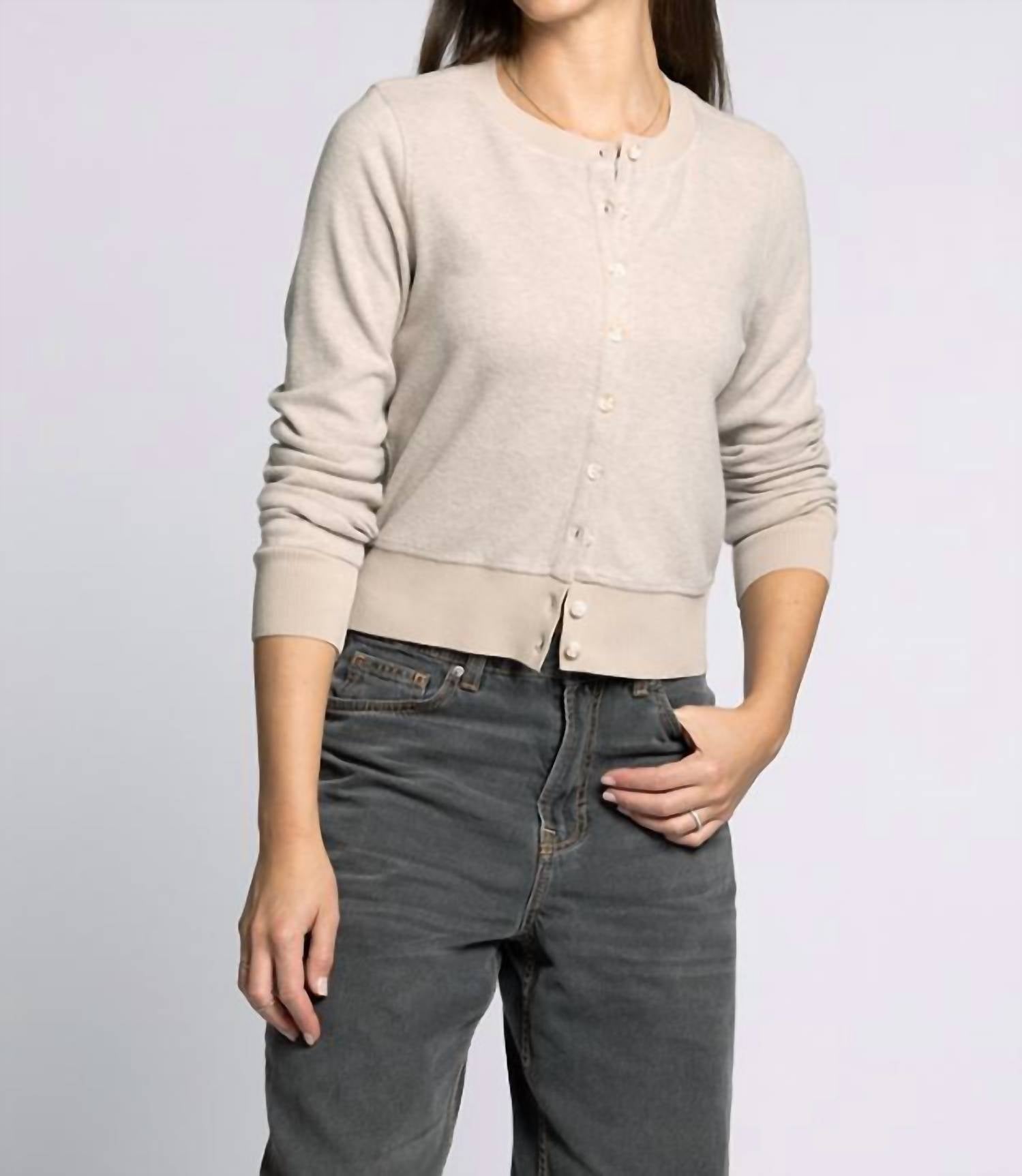 Thread & Supply Monica Cardigan in heather stucco - women's cardigan