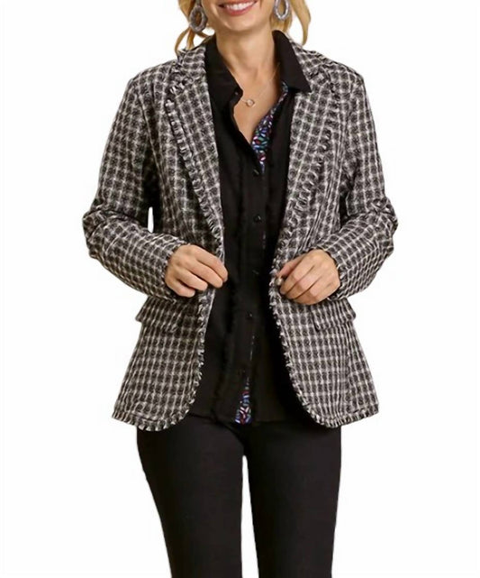 Umgee - Tweed Plaid Jacket Blazer