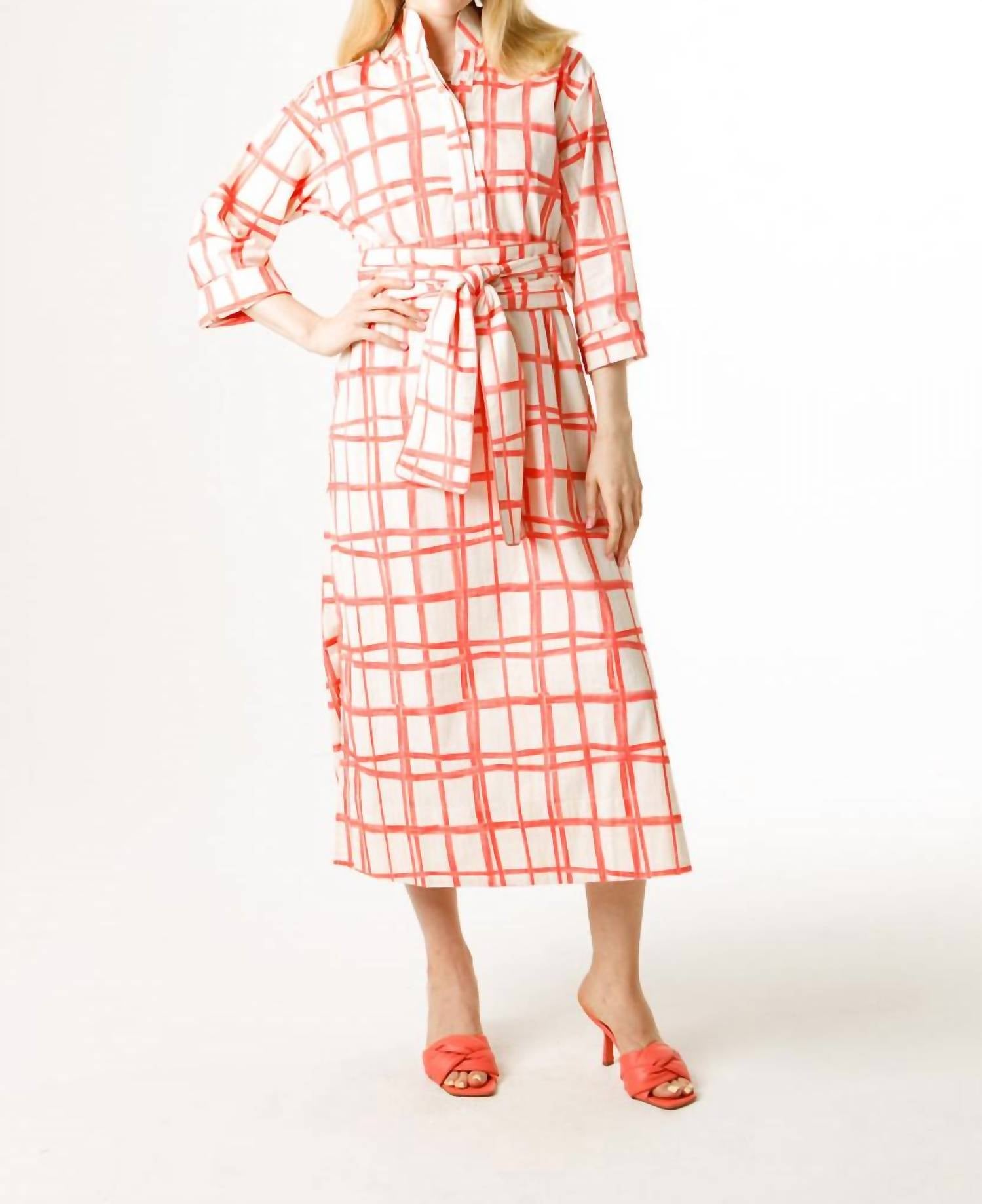 HOLLY SHAE Design Catherine Dress in painted plaid pink - women's dress