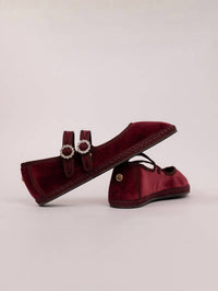 SVETI STEFAN Women's Double Lace Ballerina Flats in garnet 1 - women's flats - alternate view