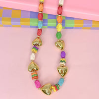 Treasure Jewels Women's Heart Pop Necklace in gold multi - women's jewelry