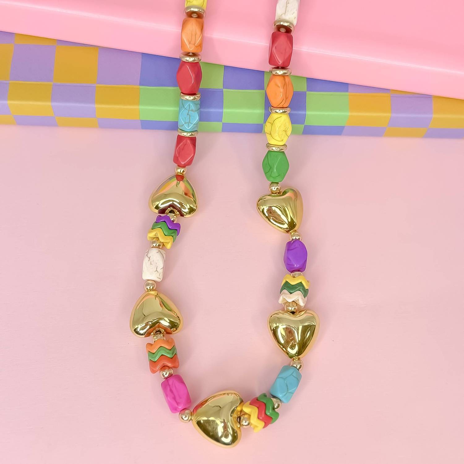 Treasure Jewels Women's Heart Pop Necklace in gold multi - women's jewelry