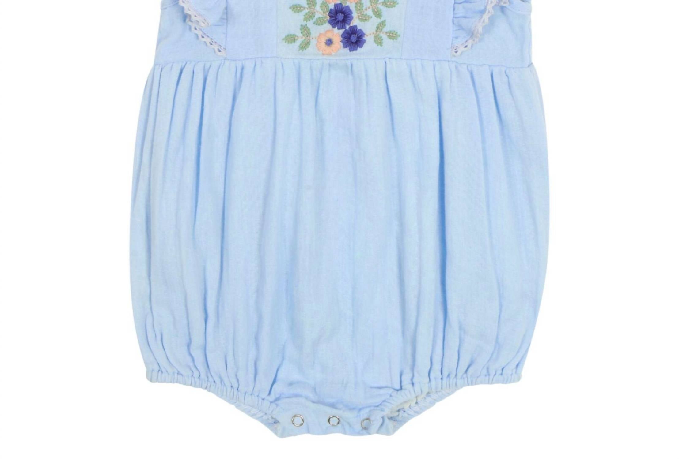 Poppet & Fox - Girl's Embroidered Frill Sleeve Bubble