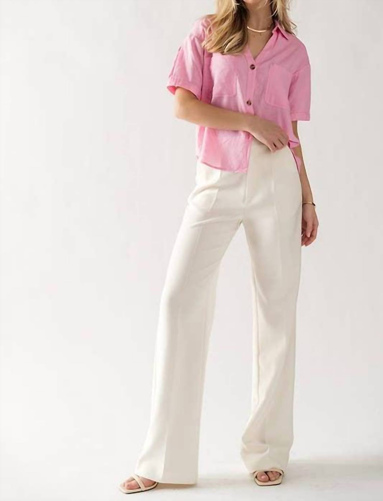 Urban Daizy Wide Leg Slacks Pants in ivory - women's pants
