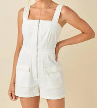 Baby Pink - Sleeveless Cotton Blend Romper