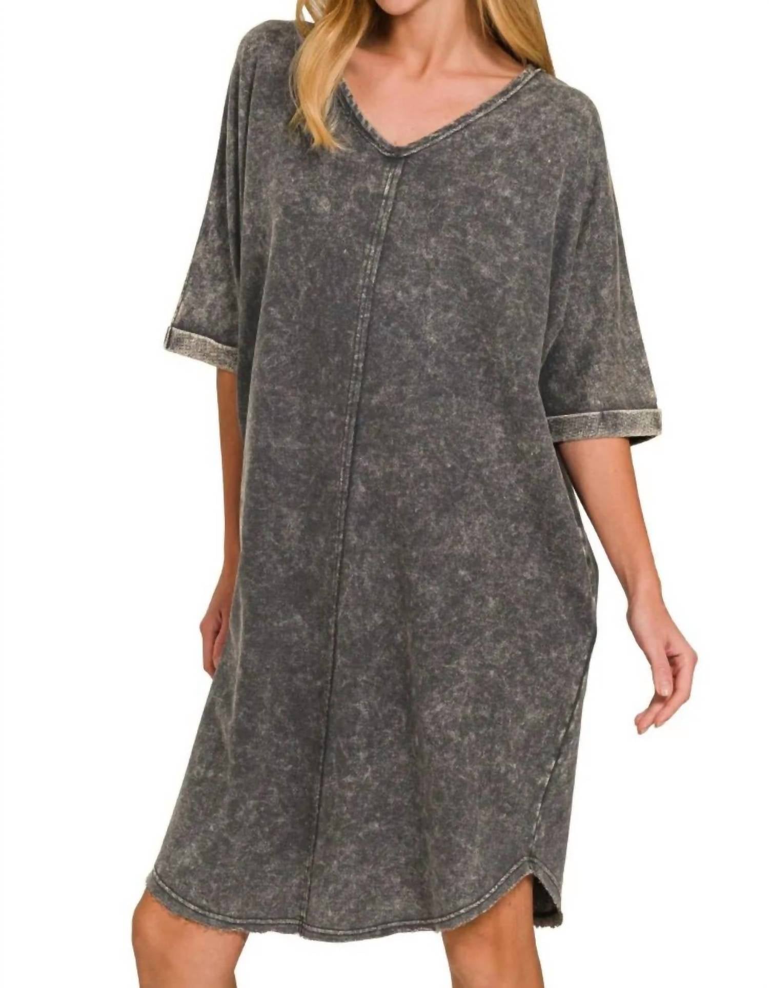 Zenana - Acid-washed French Terry Tee Shirts Dress