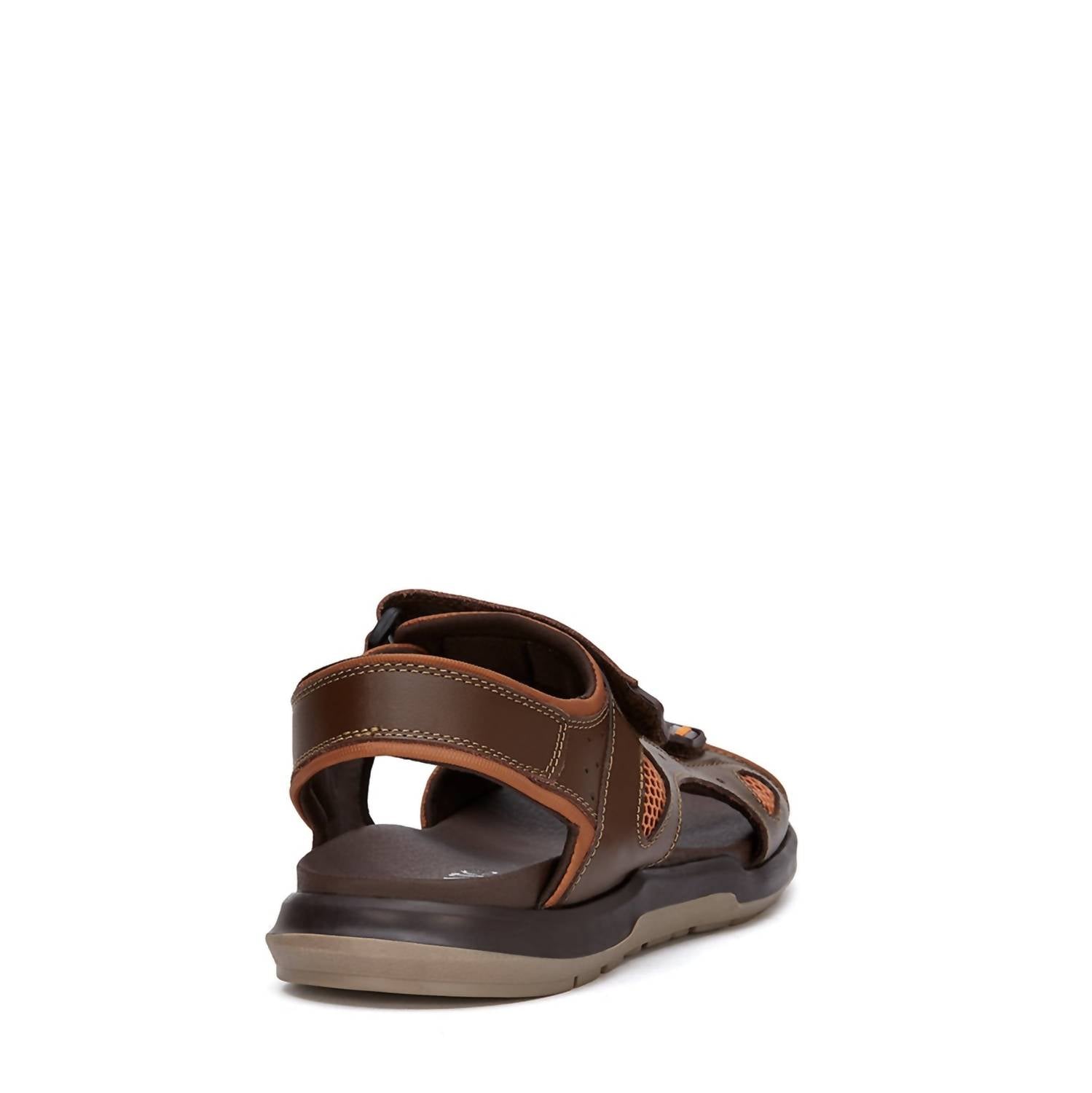 Ferrato Men's Leather Sandals in dark brown - men's sandal - detail view