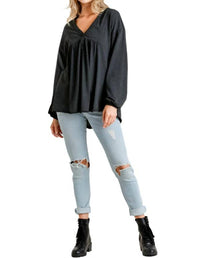 Umgee - Puff Sleeve Babydoll Top