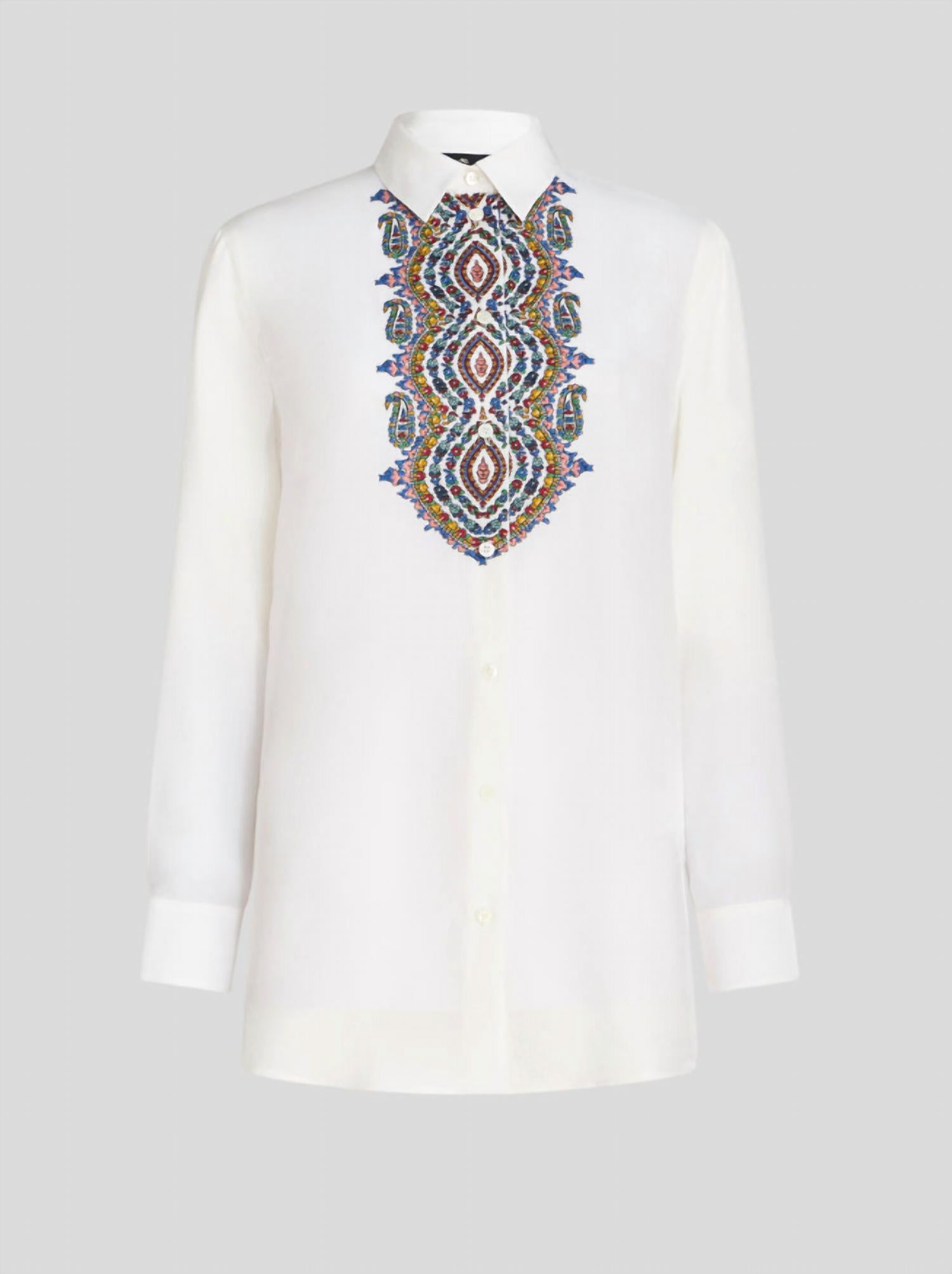 Etro - EMBROIDERED CRÊPE DE CHINE SHIRT
