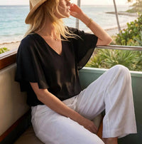 Karen Kane - Flutter Sleeve V-Neck Top