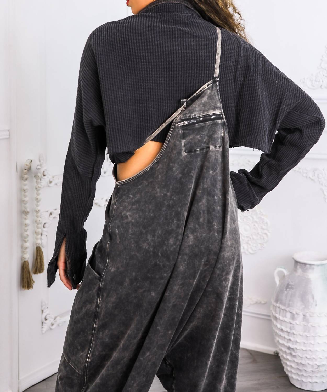 Surelymine - Waffle Knit Cropped Button-up